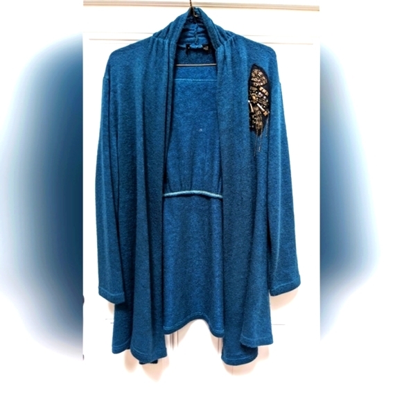 *Vintage Blue Sweater Sequins Embellished, XL - Picture 5 of 7